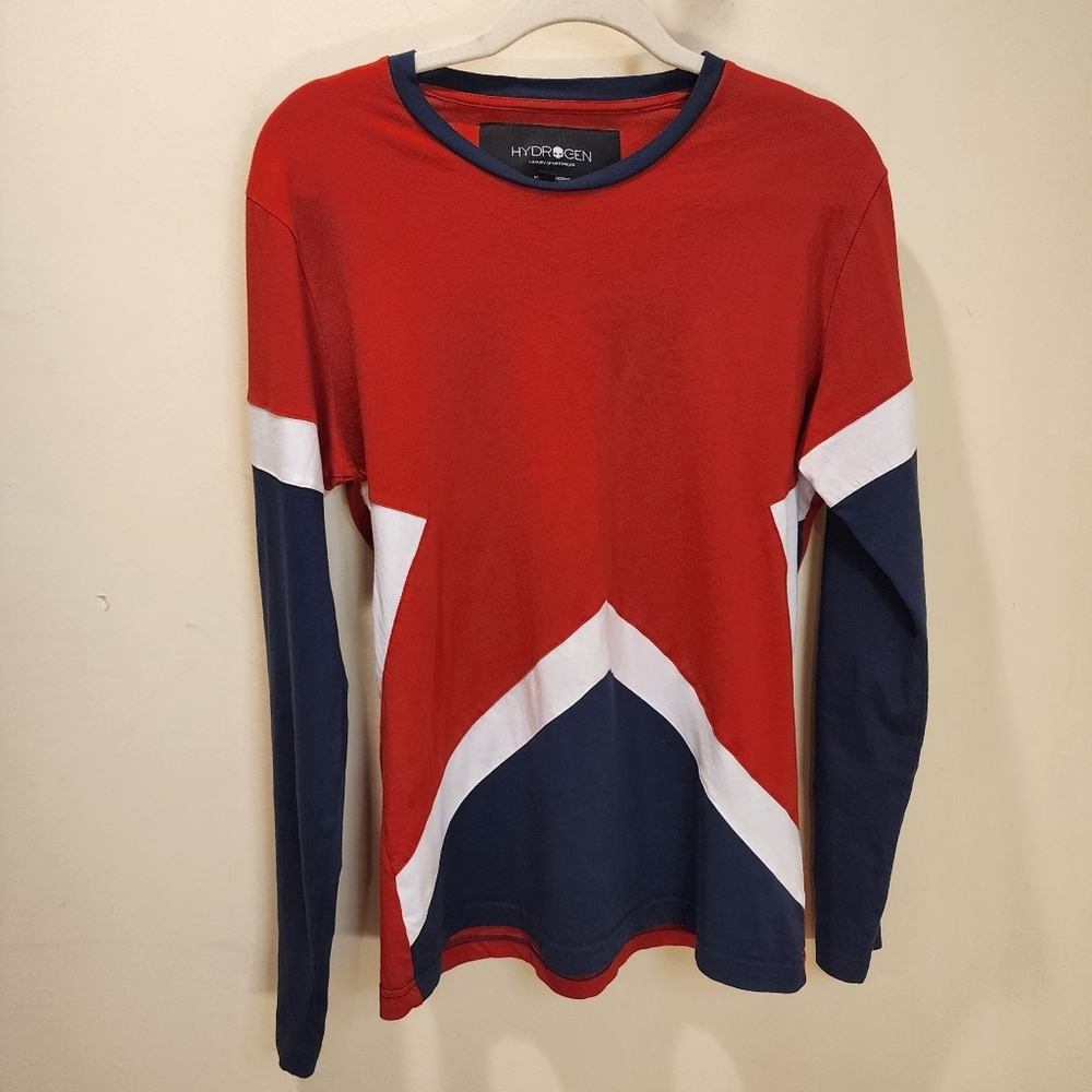 Hydrogen Luxury Sportwear Red and Blue Long Sleeve Shirt Size M